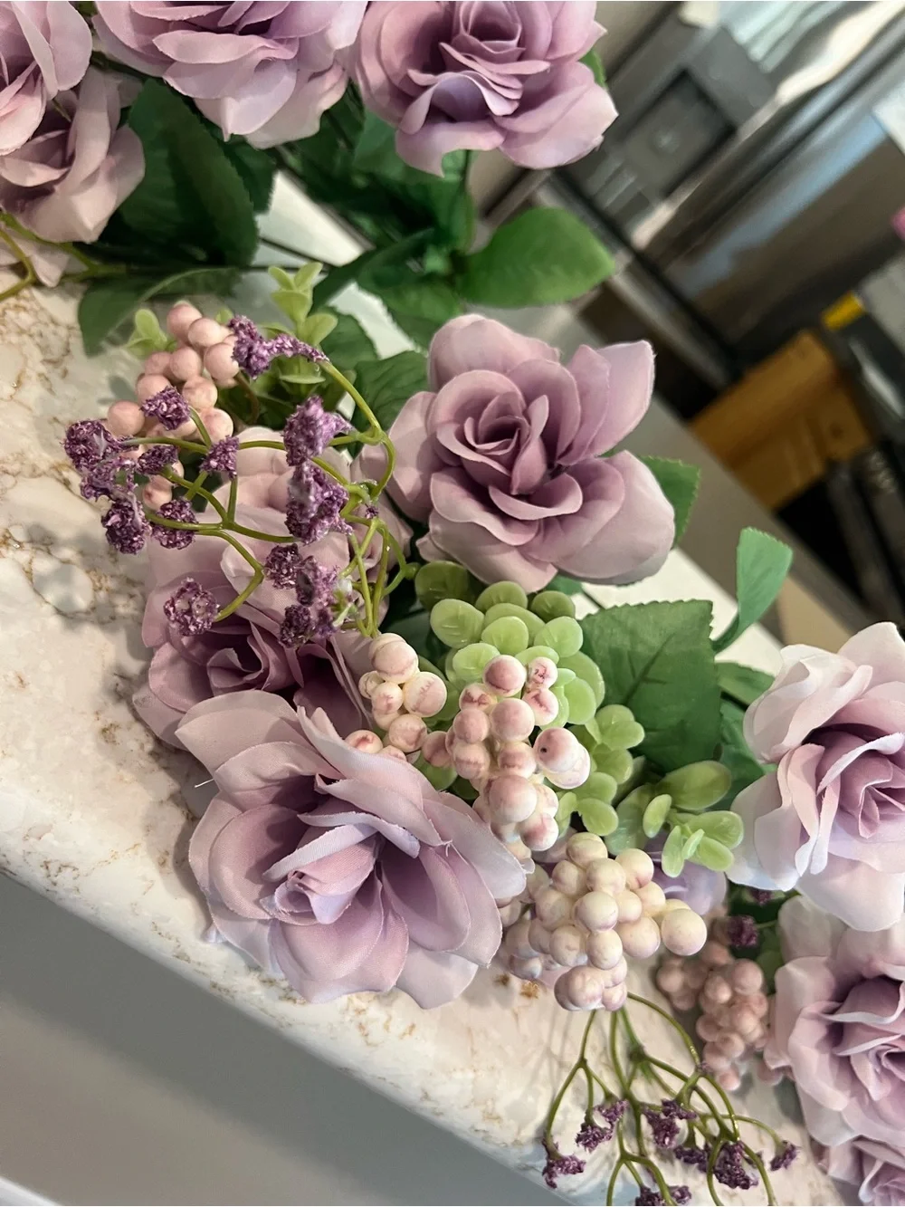Unbranded Lavender Rose Bouquet Artificial Floral Arrangement